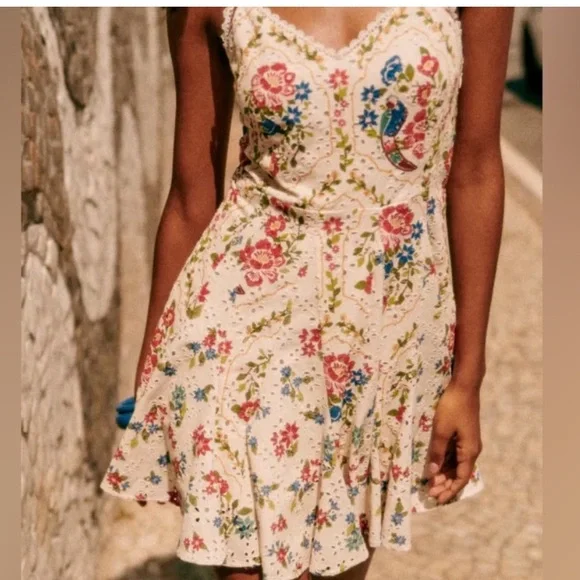 Sezane X Farm Rio Danila Dress Printed Eyelet - Picture 2 of 6